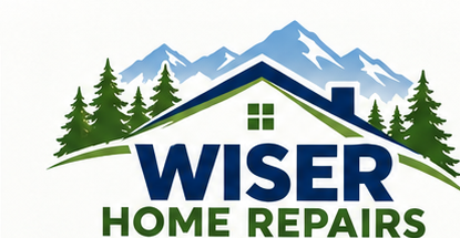 Wiser Home Repairs logo with Oregon mountains and evergreen trees